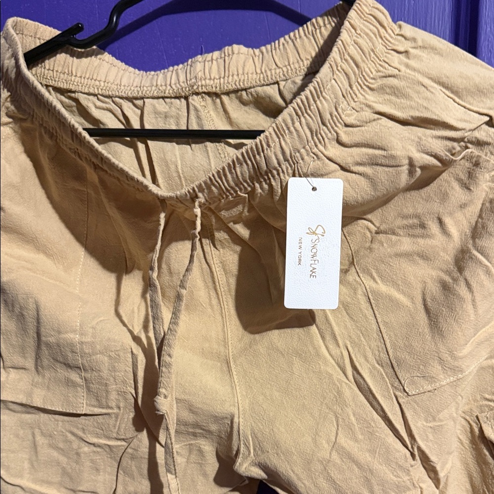 Beige Drawstring Pants